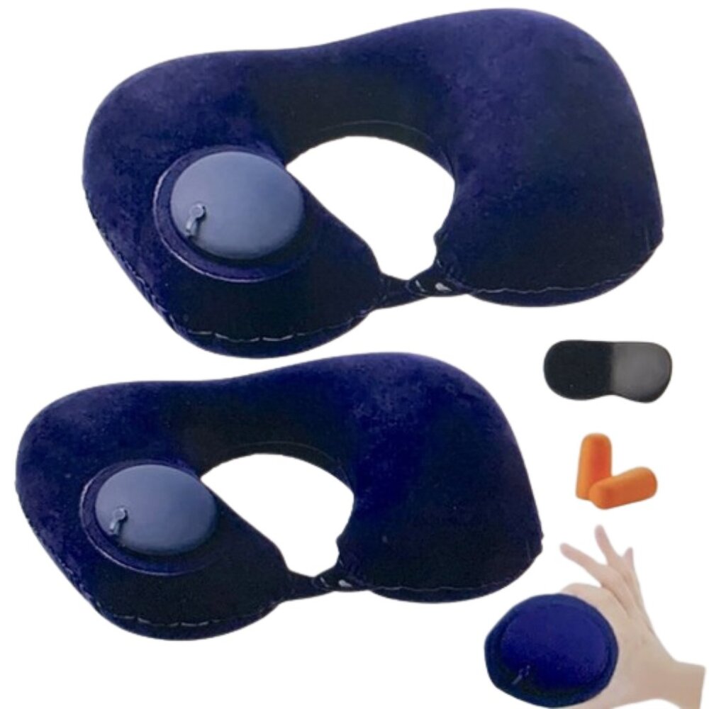 2PCS Inflatable Travel Pillow, Adjustable Inflatable Neck Pillow - Picture 2 of 7
